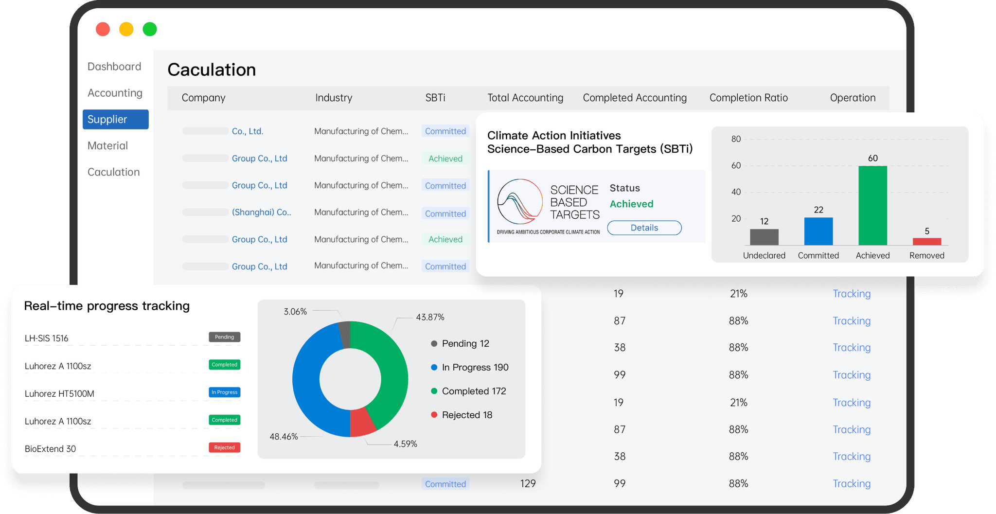 Supplier Management System (CarbonNewture's digital management platform)